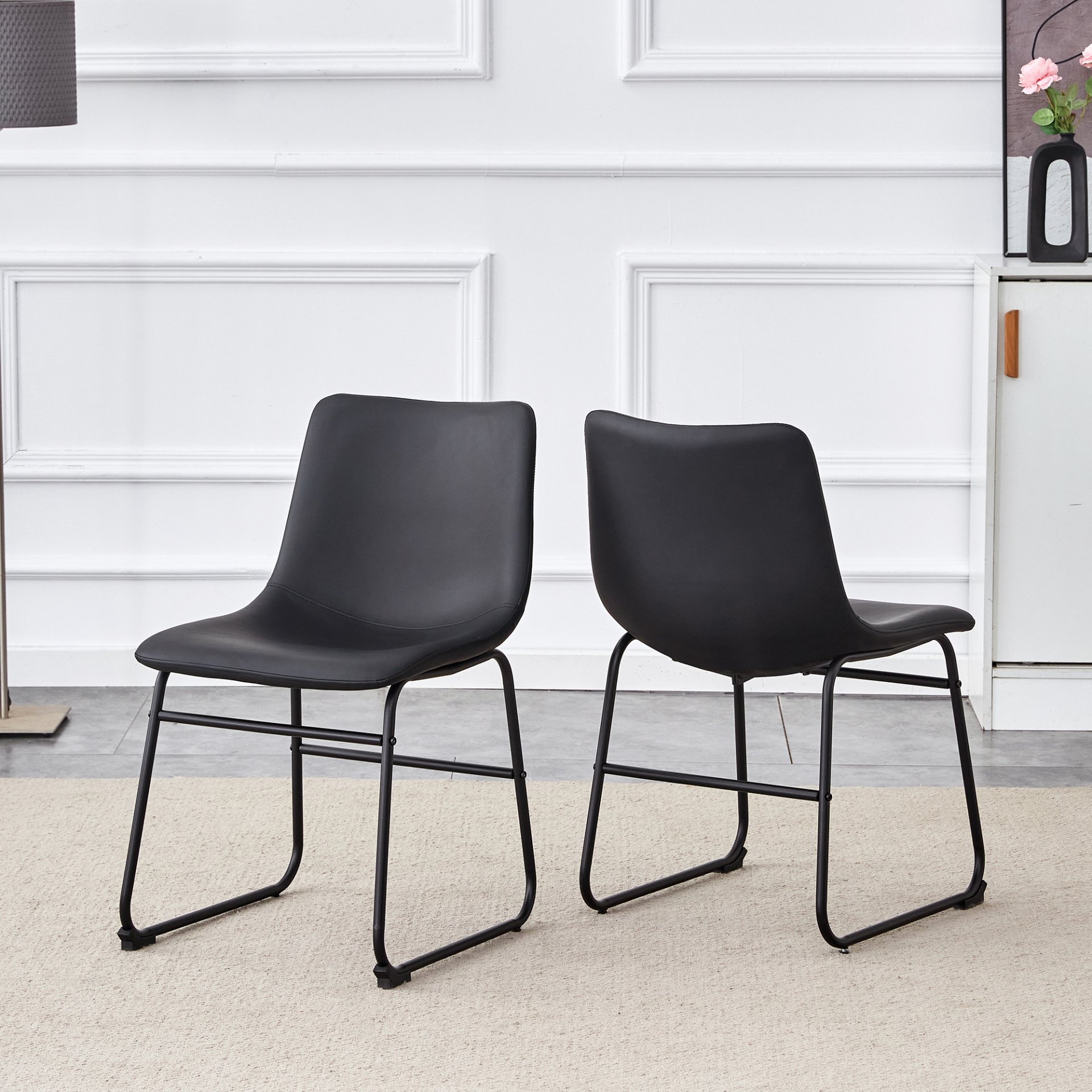(Set of 4) Classic Chairs, A Stylish Seat Suitable For Modern Minimalist And Industrial Style Environments - Black - Image 7