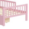 Twin Size Bed With Headboard Storage Rack, 2 Under Bed Drawers, 3 - Side Guardrails For Safety And Security - Pink - Image 15