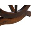 Rustic Wooden Bench With Wagon Wheel Legs For Garden And Patio - Brown - Image 9