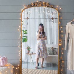 Lavish - Full Length Mirror, AntiqueMetal Floor Mirror For Living Room, Bedroom - Gold