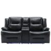 Home Theater Recliner Set Manual Recliner Chair With A Led Light Strip Two Built-In Cup Holders For Living Room - Black - Image 22
