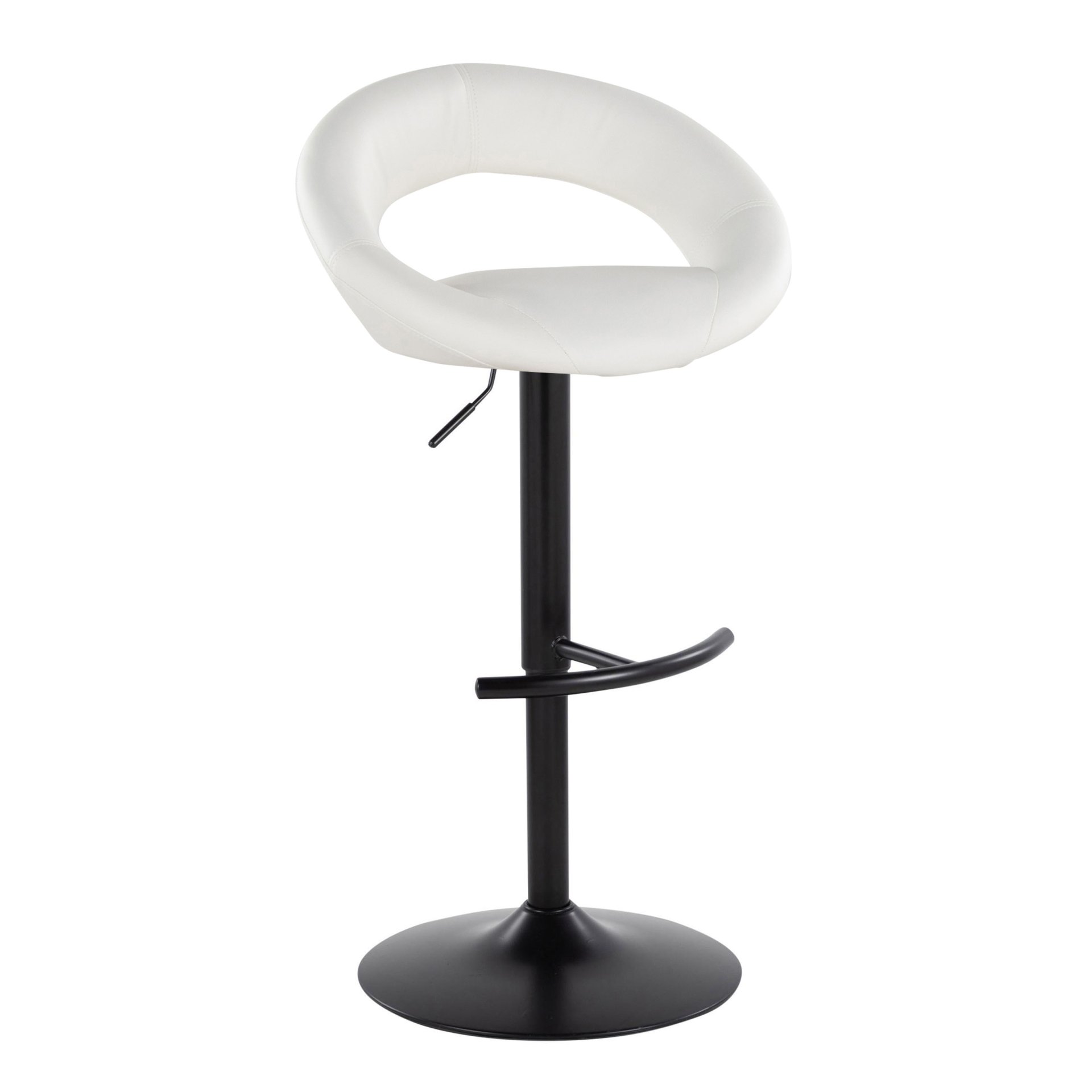 Posh - Contemporary Adjustable Barstool With Swivel With Rounded T Footrest (Set of 2) - Black / White - Image 2