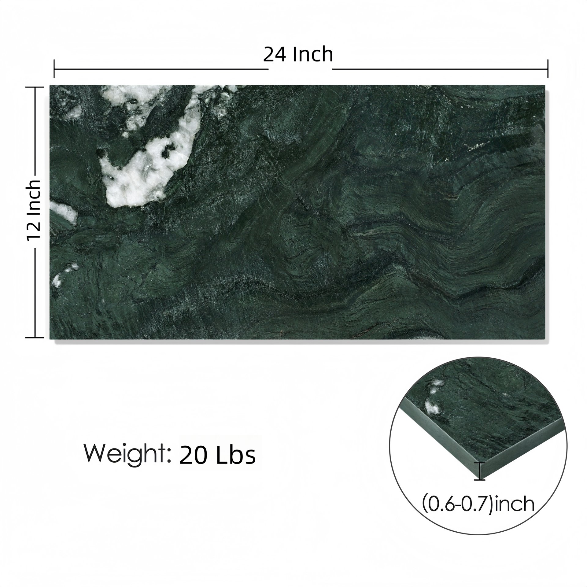 Diamond Polished Marble Tile For Wall And Floor Stone 12 X 24" - Green / Green Multi - Image 3