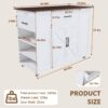 Rustic Movable Kitchen Island On Wheels With Storage & Power Outlet - White - Image 3