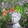 Greek Style Cement Head Planter Indoor Outdoor Home Garden Decor - Gray - Image 6