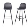 Bar Stools (Set of 2) Velvet Barstool Modern Counter Bar Height Chair With Back, Sturdy Metal Legs & Footrests, Island Stool For Kitchen Bar - Dark Gray - Image 13