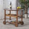 Wood And Aluminum Bar Cart With 2 Shelves - Oak / Silver - Image 9