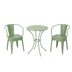 Ambrosia - 3 Piece Bistro Set With Leaf Motifs Top And Seat - Green