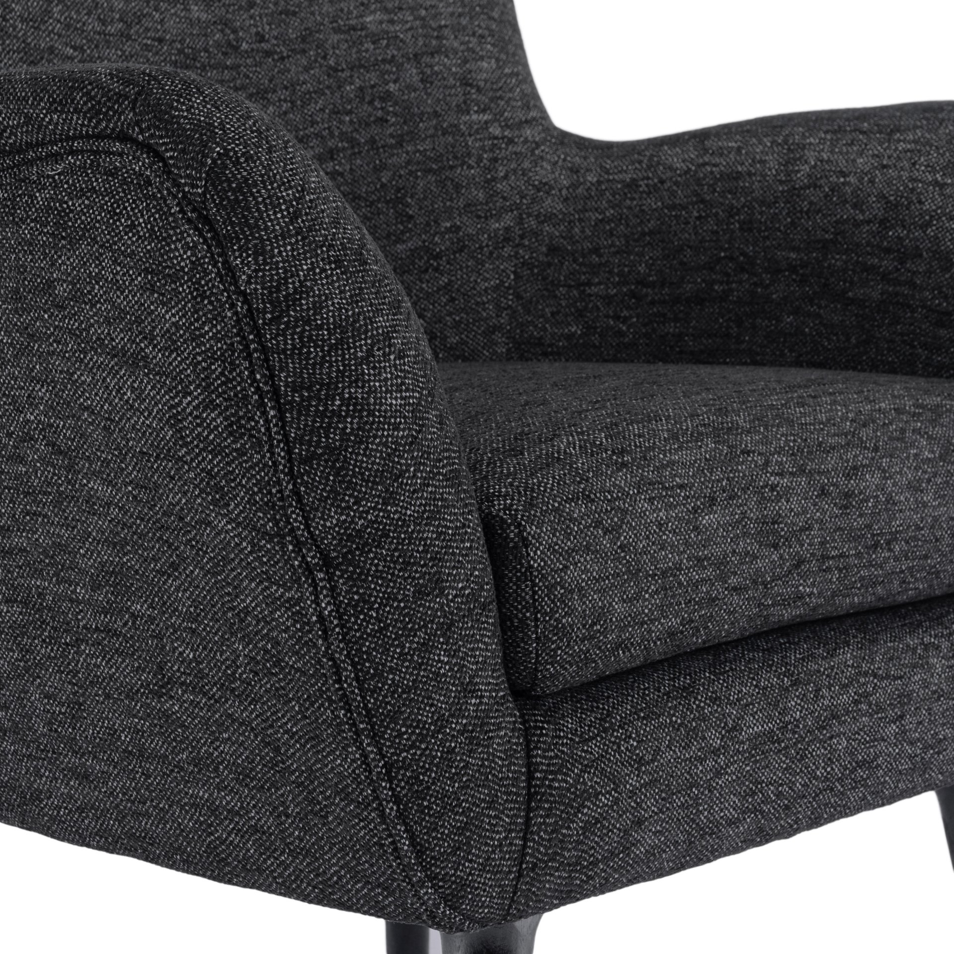 Modern Arm Chair With Wingback Design - Black / Oak Wood - Image 13