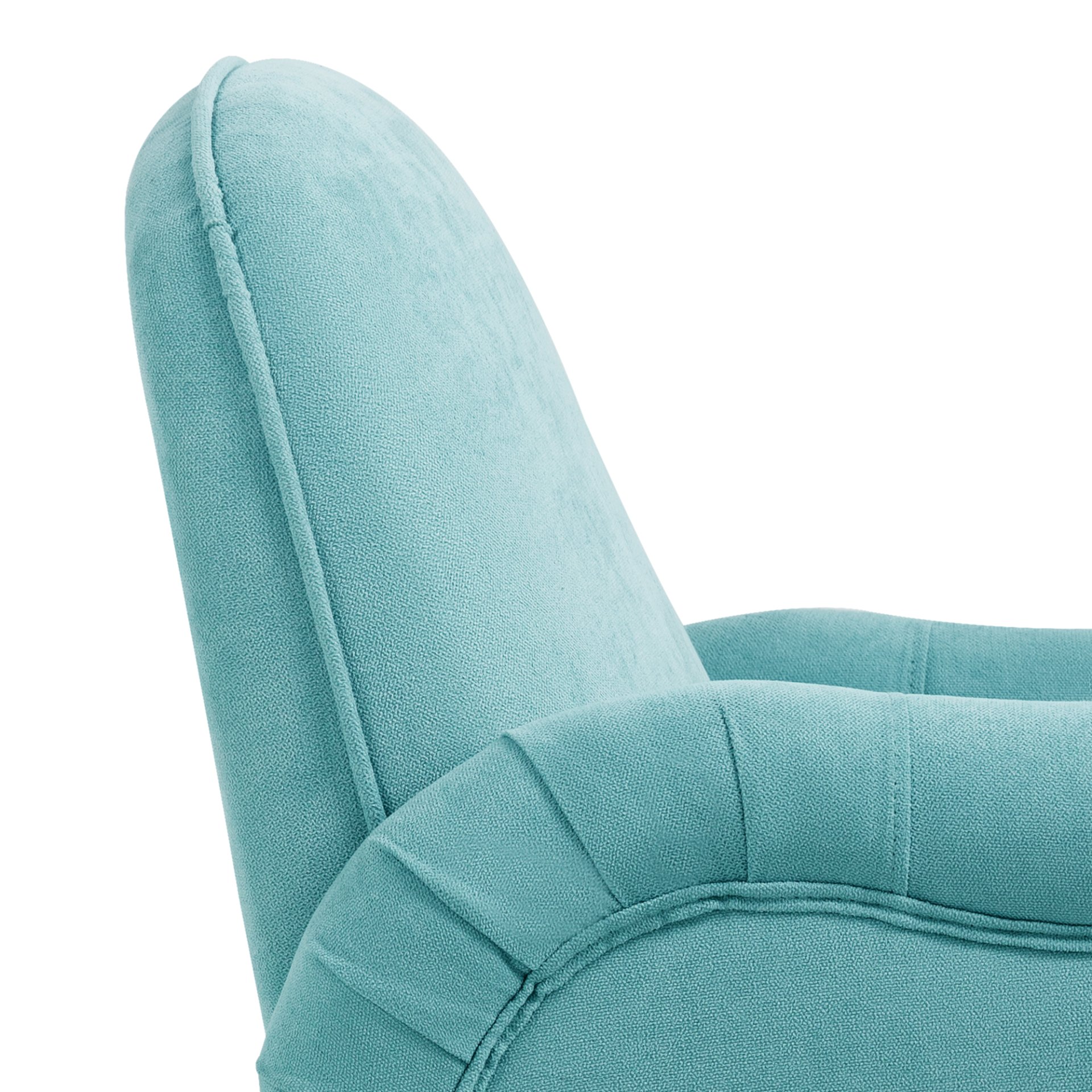 Modern Accent Chair With Metal Legs, Snowflake Fabric Armchair - Cyan - Image 12