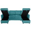 Convertible U Shaped Sectional Sofa With Storage Chaise Lounges & USB Ports - Teal - Image 18
