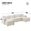 Modular Sectional With Deep And Wide Seat, U Shaped Cloud Couch Set With Double Cushions 6 Seat Sofa With Movable Ottomans Oversized - Cream - Image 14