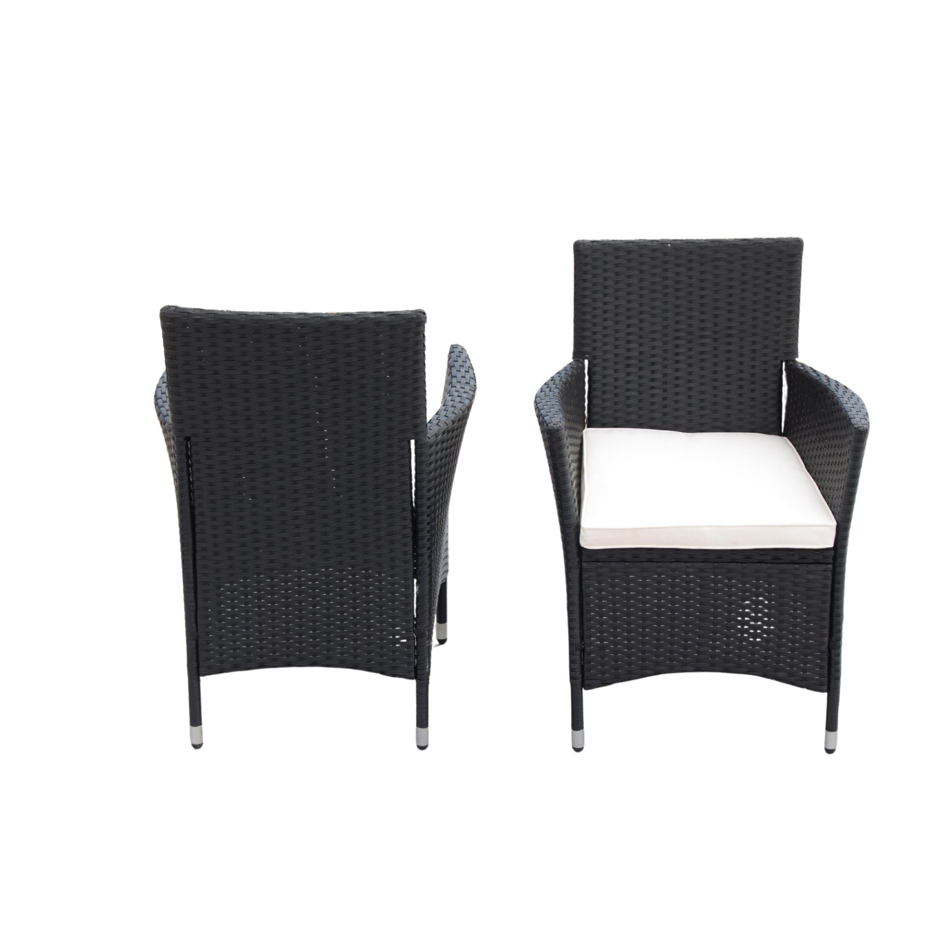 5 Piece Outdoor Patio Wicker Dining Set Patio Wicker Furniture Dining Set With Top - Black / Creme - Image 11