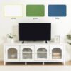StylishTVcabinet, Entertainment CenterTV Stand, TVconsoletable, Media Console, Solidwood Frame, Changhong Glass Door, Metal Handle - Antique White - Image 2