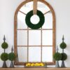 Large Arched Accent Mirror With Frame With Decorative Window Look Classic Architecture Style Solid Fir Wood Interior Decor - Brown - Image 3