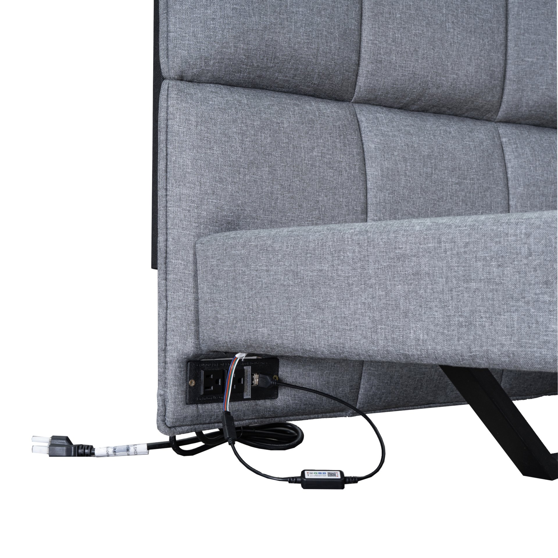 Full Size Upholstered Platform Bed With LED Lights, USB Ports And Outlets - Gray - Image 10