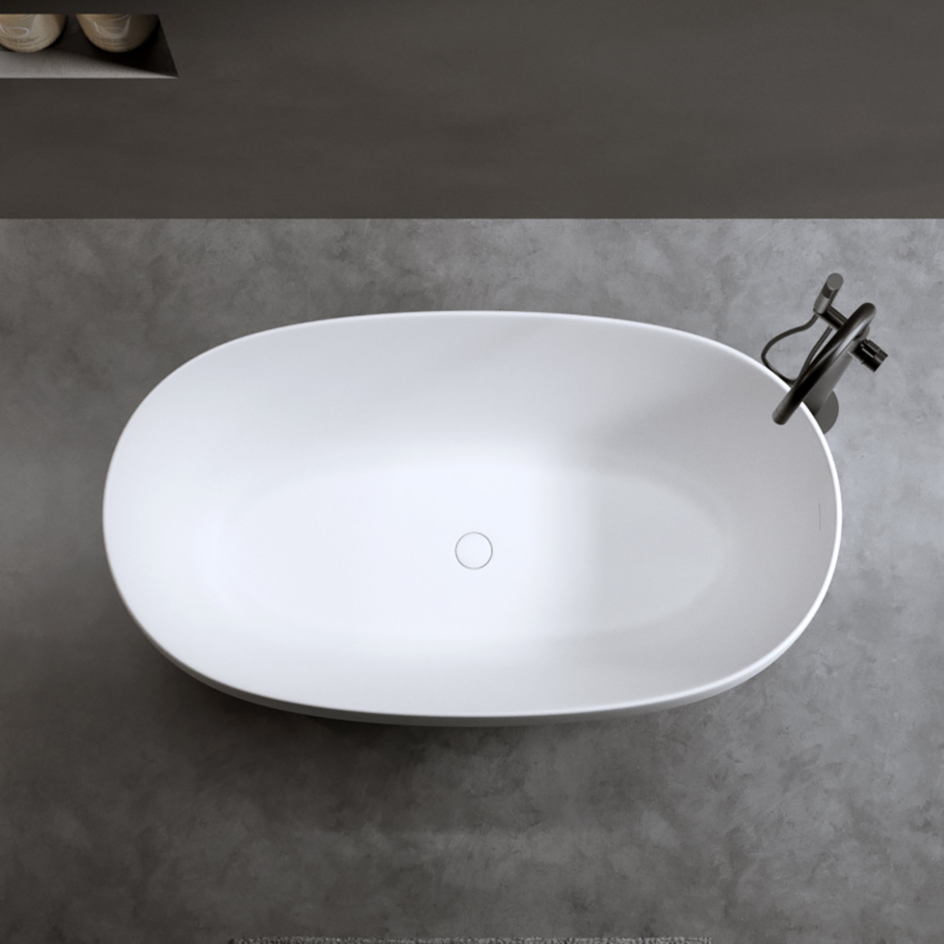 Independent Solid Surface Resin Stone Bathtub, A Modern Designed Independent Bathtub With Pop-Up Drainage And Overflow Pipes, Suitable For Small Households - Matte White - Image 7