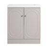 Modern Freestanding Bathroom Vanity With White Resin Sink & Soft Close Doors - Khaki - Image 9