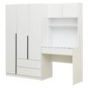 3 Door Storage Desk Wardrobe For Bedroom With Shelves And 3 Drawers - White - Image 5