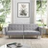 Futon Sofa Bed Convertible Folding Lounge Couch, Armrests - Light Gray - Image 2