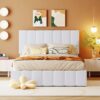 Full Size Upholstered Platform Bed With A Hydraulic Storage System - White - Image 10