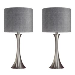 Lenuxe - Contemporary Table Lamp (Set of 2) - Nickel / Gray