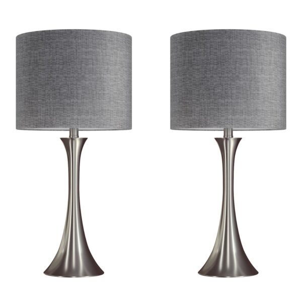 Lenuxe - Contemporary Table Lamp (Set of 2) - Nickel / Gray