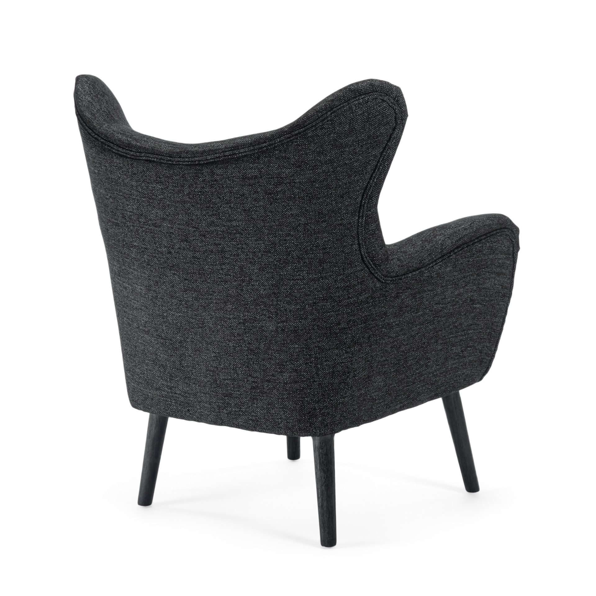 Modern Arm Chair With Wingback Design - Black / Oak Wood - Image 7