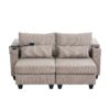 Convertible Chaise Lounge Loveseat Sofa Bed With USB Ports, Cup Holders, Phone Holder, Storage - Brown - Image 8