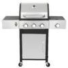 3 Burner Propane Gas Bbq Grill With Side Burner, 37230Btu Output With Enameed Cast Iron Cooking Grids For Outdoor Barbecue, Stainless Steel - Black / Silver - Image 5