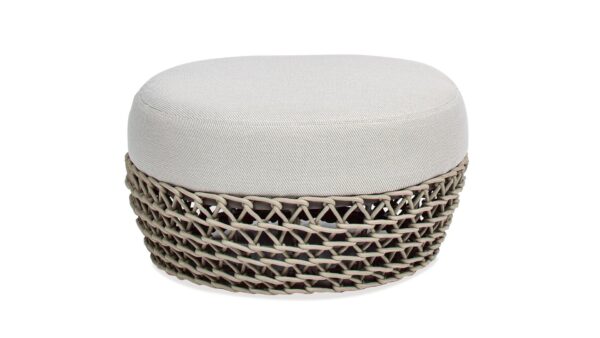 Willow - Round Upholstered Patio Ottoman - Beige