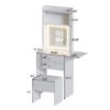 Contemporary Small Space Vanity Table Set With Adjustable Lighted Mirror And Storage Chair - White - Image 3