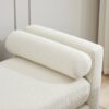 Elegant Upholstered Bench, Daybed, Ottoman With Wood Legs & Bolster Pillows - Ivory Boucle - Image 11