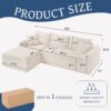 Full Compression Chaise Lounge Set Modular Corduroy Sectional With Arched Armrests Non Slip Base Includes 3 Back Cushions & 2 Throw Pillows - White - Image 3