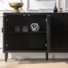 Modern Sideboard Cabinet With Decorative Nailhead Accents, Stylish Storage Solution For Dining, Living Rooms - Black - Image 7