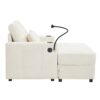 Modern Style Armchair Chaise Lounge Sofa Couch With Movable Storage Ottoman, USB Ports, Cup Holders, Phone Holder Chenille - Beige - Image 19