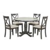 5 Pieces Dining Table And Chairs Set For 4 Persons, Kitchen Room Solid Wood Table With 4 Chairs - Gray - Image 10