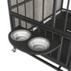 Modern Kennel Dogs Room Up To 80 Lb, Dog Crate Furniture With Multi-Purpose Rremovable Ttray, Double-Door Dog House, Lift Panel, 360 Degree Rotation, 3 Height Adjustable Feeding Bowls - Antique Gray - Image 6