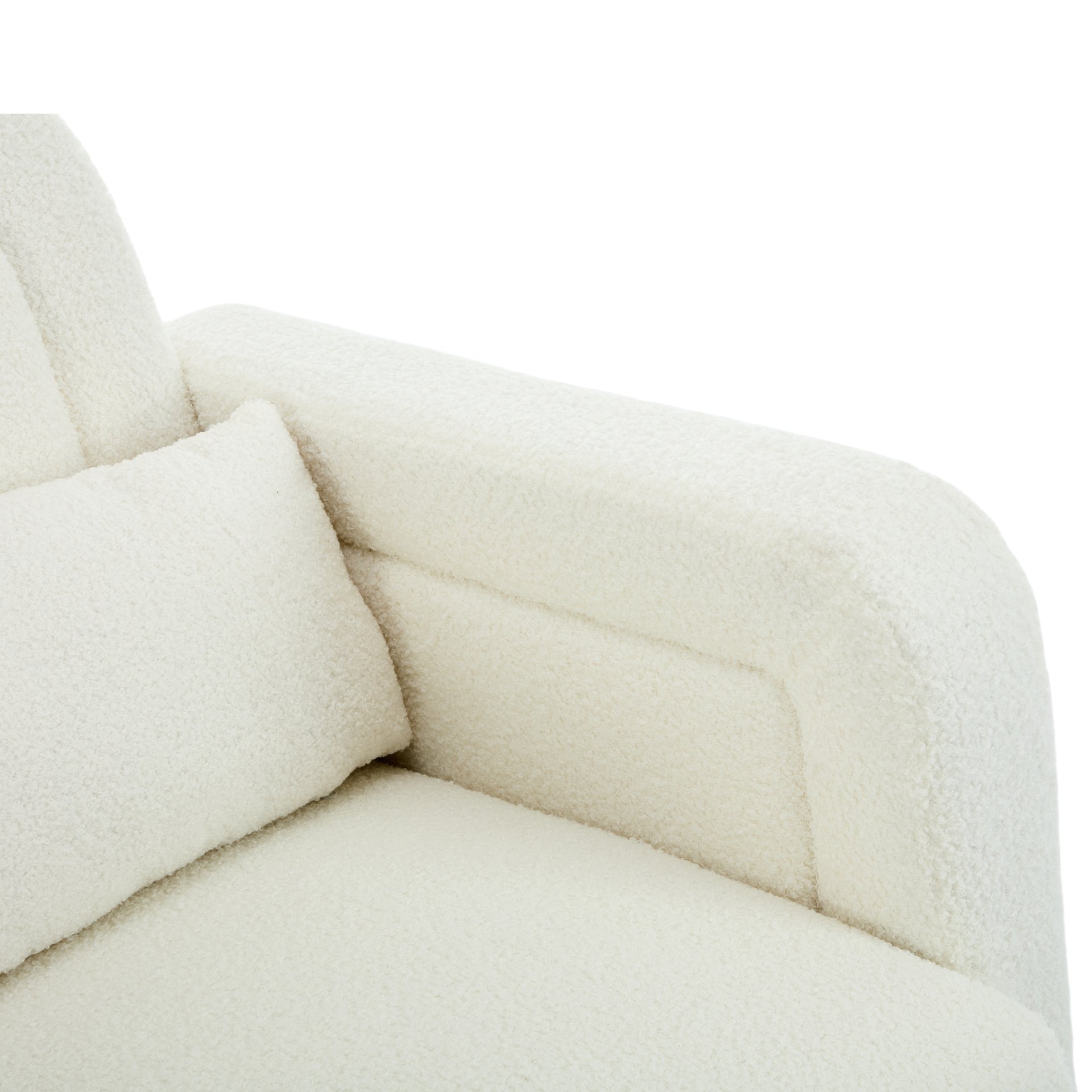 Accent Rocking Chair With Curved Back & Pillow, Base, Ultimate Comfort For Living Room Or Nursery - Cream White - Image 14