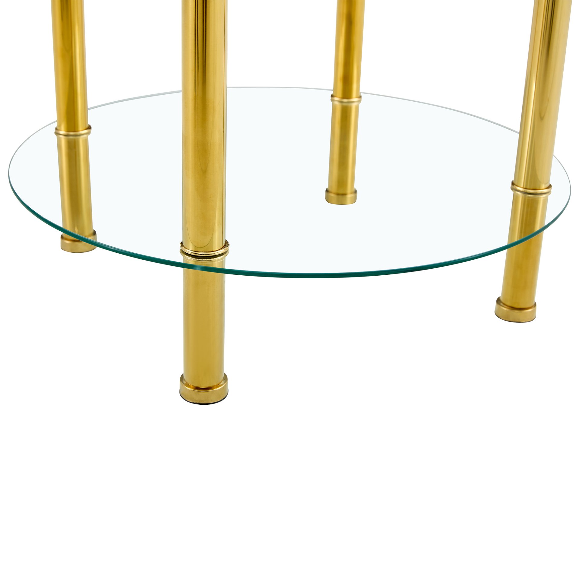 Contemporary Minimalist Double Layer Tempered Glass Coffee Table - Gold / Transparent - Image 7