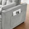 Modern Velvet Loveseat Futon Sofa Couch With Pullout Bed Reclining Backrest Toss Pillows 3 In 1 Convertible Sleeper Sofa Bed - Gray - Image 11