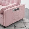 Folding Sofa Bed With Adjustable Back Access To Sofa Recliner Single Bed Adult Modern Chair Bed - Pink - Image 5