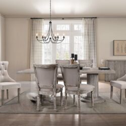 Gabrian - 7 Pieces Dining Room Set, Reclaimed - Beige / Gray