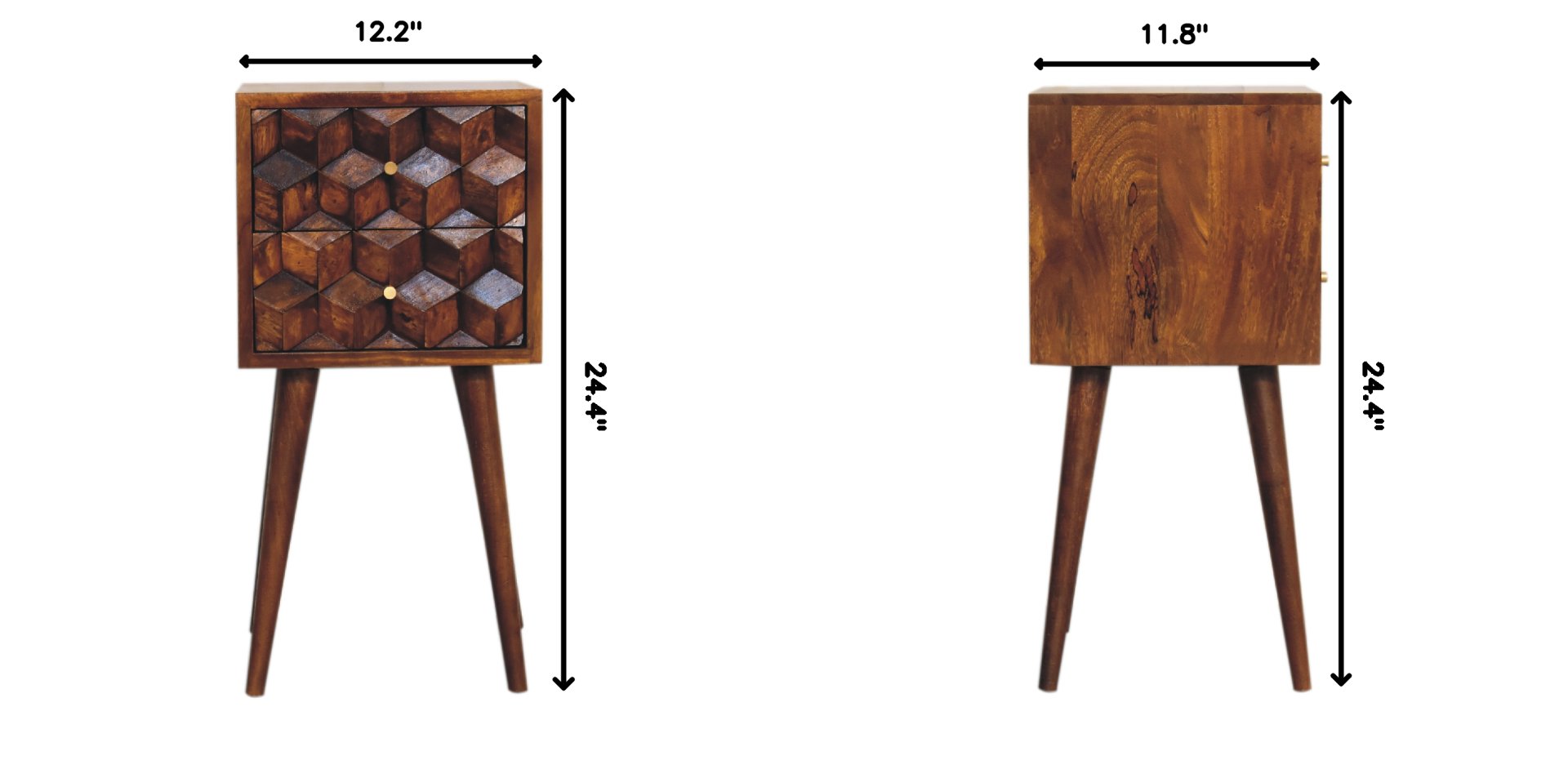 Mini Cube 2 Drawer Nightstand - Chestnut - Image 11