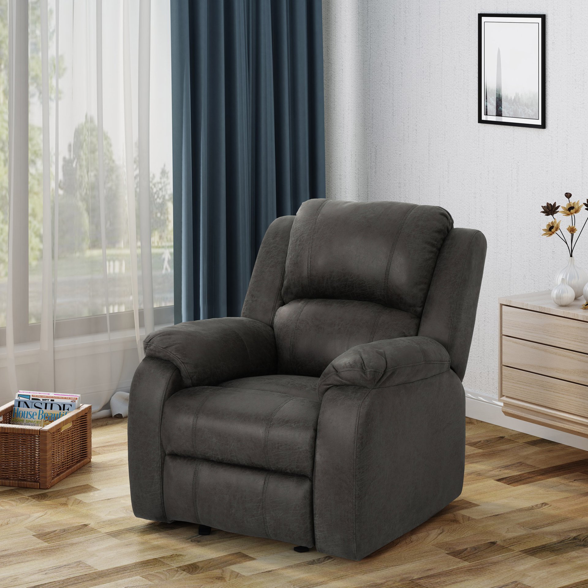 Manual Recliner Chair - Slate - Image 9