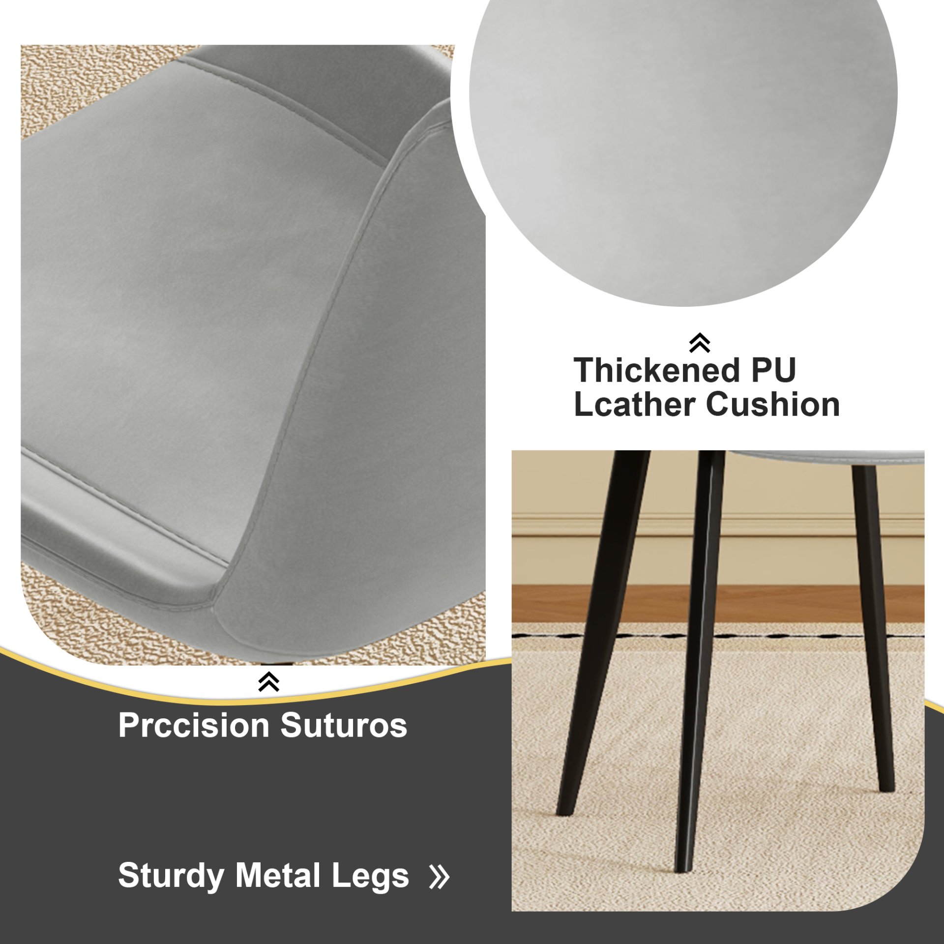 Dining Chair With Floral Seats And Carbon Steel Legs (Set of 4) - Gray - Image 6