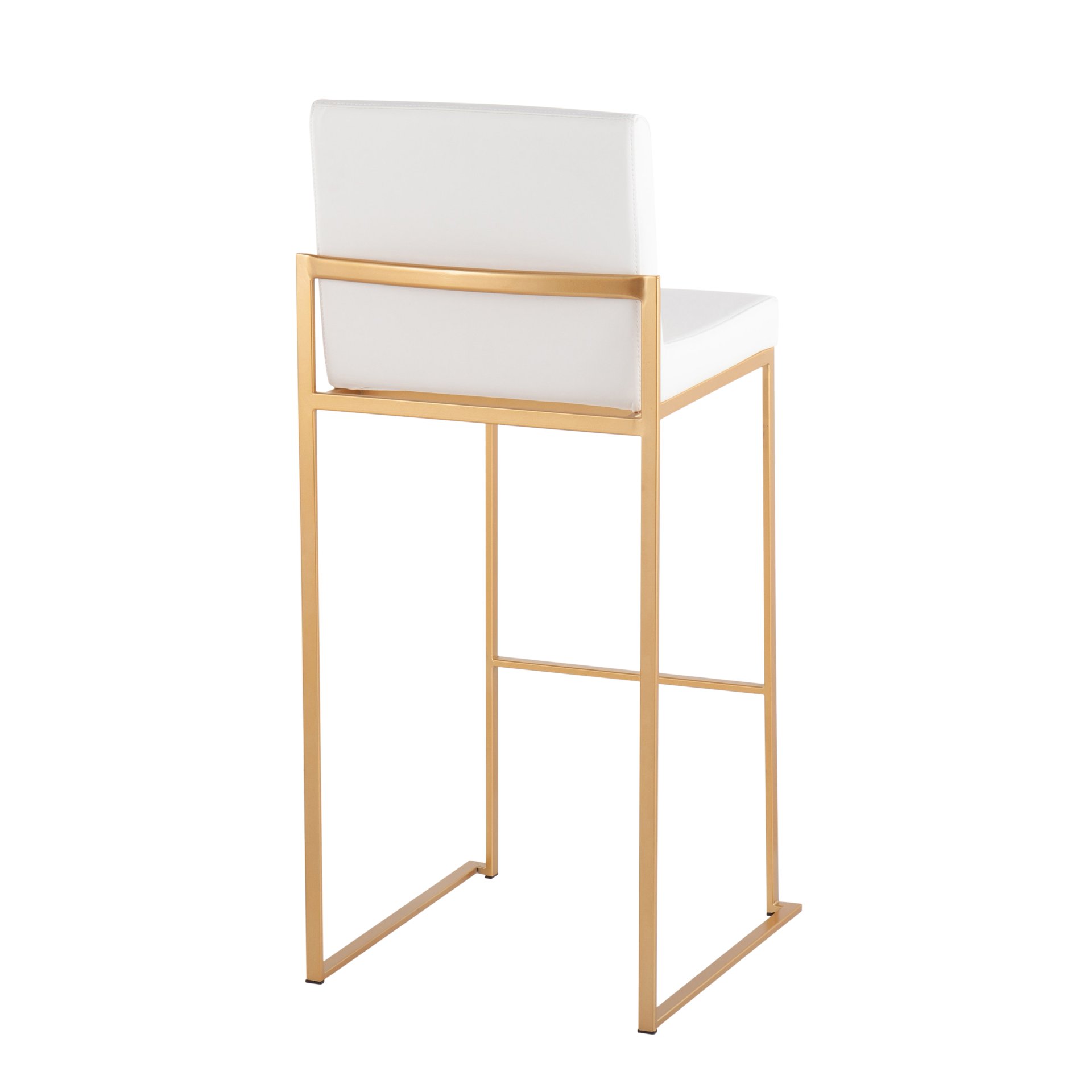 Fuji - Contemporary High Back Barstool (Set of 2) - Gold / White - Image 4