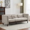 Upholstered Sofa Modern 3 Seater Sofa Couch With Tufted Design For Living Room - Grayish Beige - Image 16