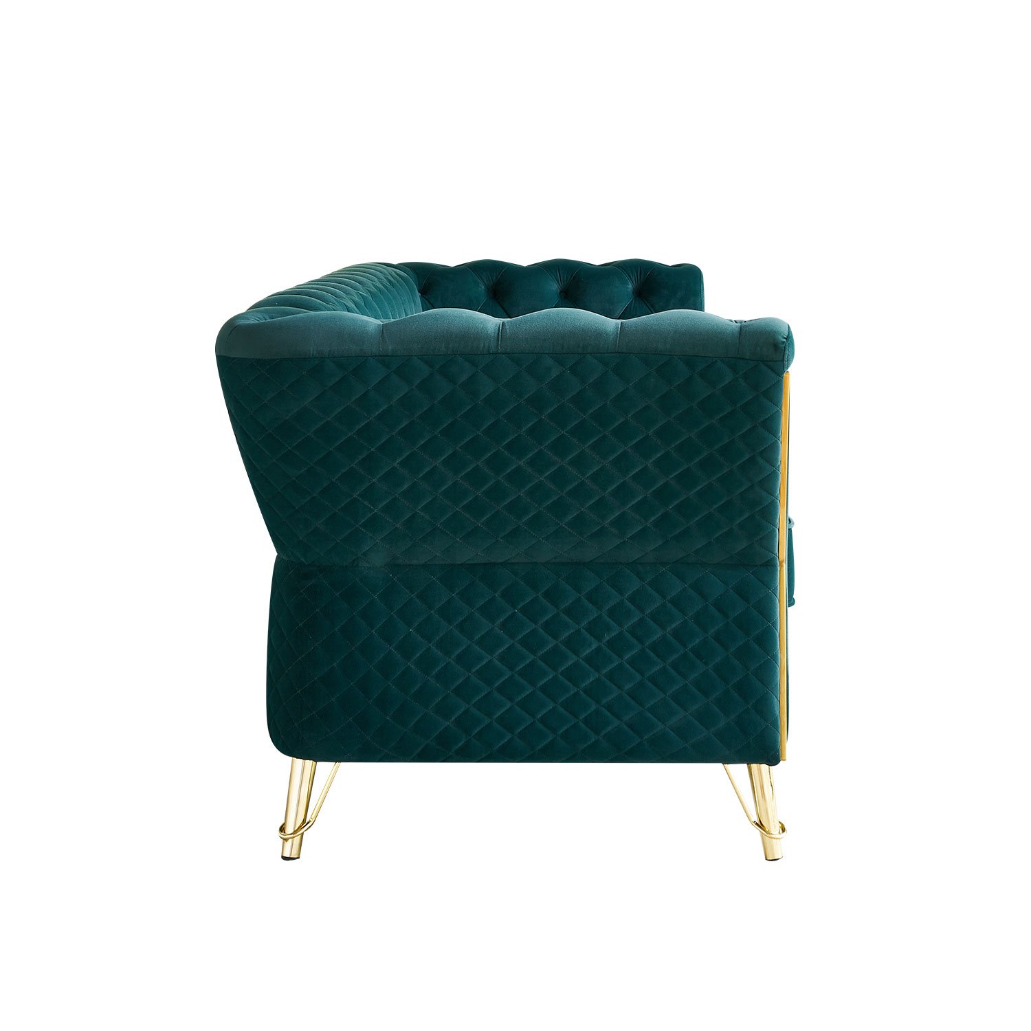 Modern Tufted Velvet Sofa For Living Room - Green - Image 8