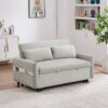 Pull Out Sleep Sofa Bed Loveseats Sofa Couch With Adjsutable Backrest, Storage Pockets, 2 Soft Pillows, USB Ports For Living Room, Bedroom, Apartment, Office - Beige - Image 2
